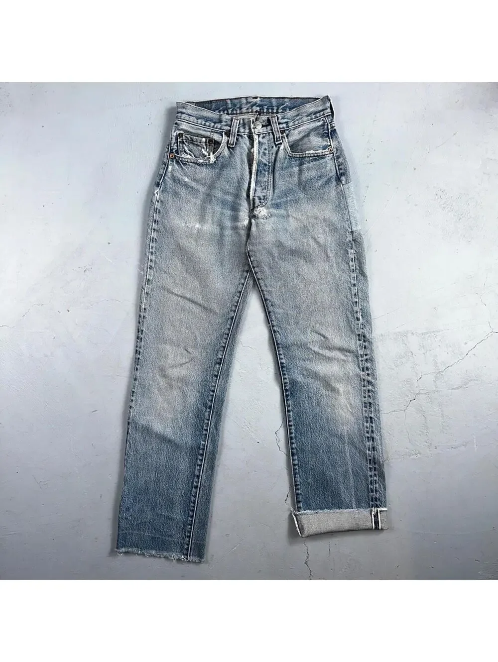 Levis 501 Vintage 80s Redline Selvedge USA XX Jeans Light Wash 524 Act 25x29